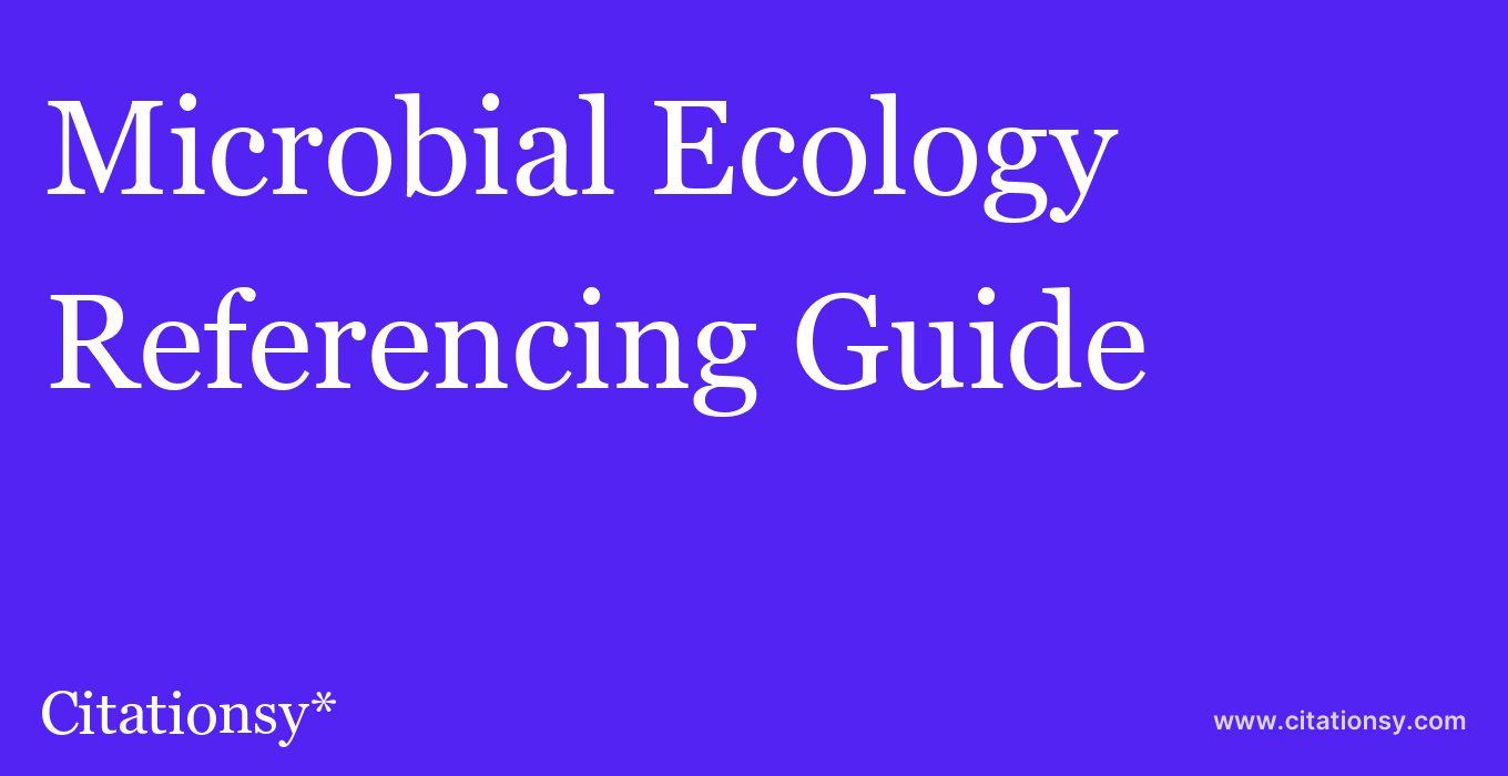 cite Microbial Ecology  — Referencing Guide